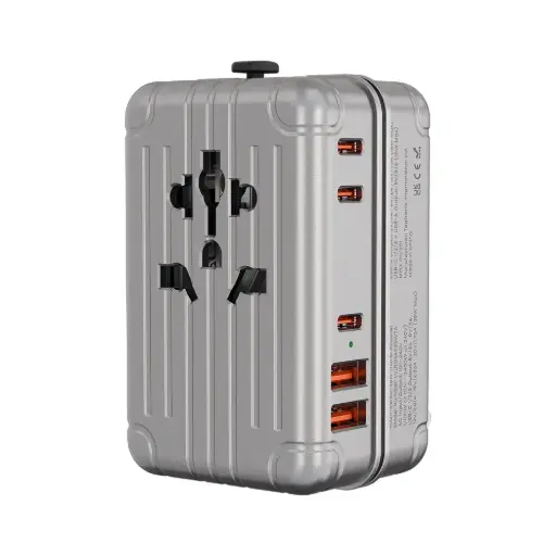[LVLROAMI35WTAASL] Levelo Roamiversal 2400W Luggage Design Travel Adapter - Aluminum Silver 
