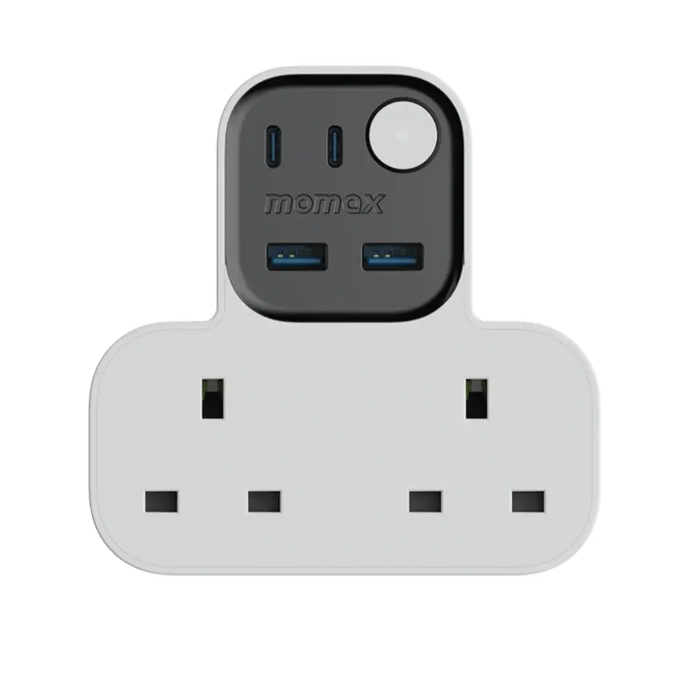 MOMAX 1-CHARGER WORK FLOW T-SHAPED EXTENTION 2 SOCKET WITH USB 