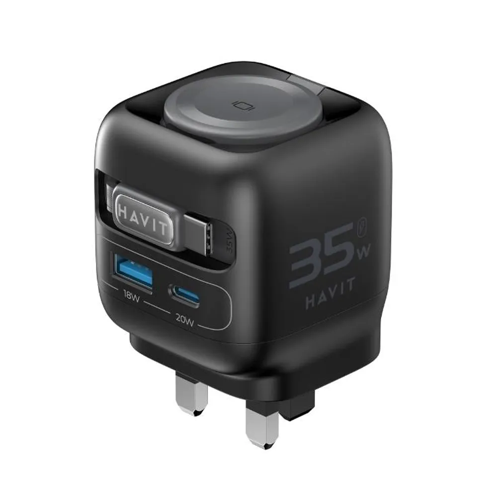 Havit UC250 A-UK USB retractable cable + iwatch charger Black+Gray 