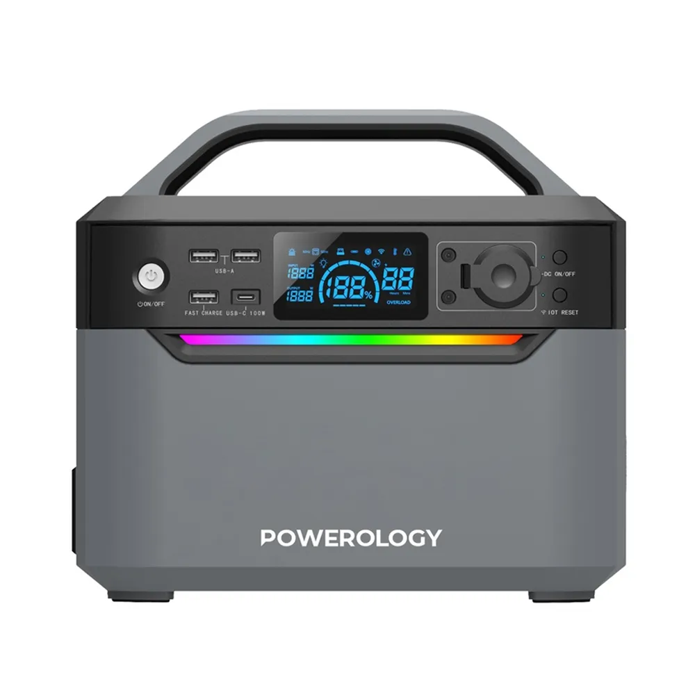 Powerology 120000mAh Portable Power Generator Fast Charging 384Wh 600W - Black 