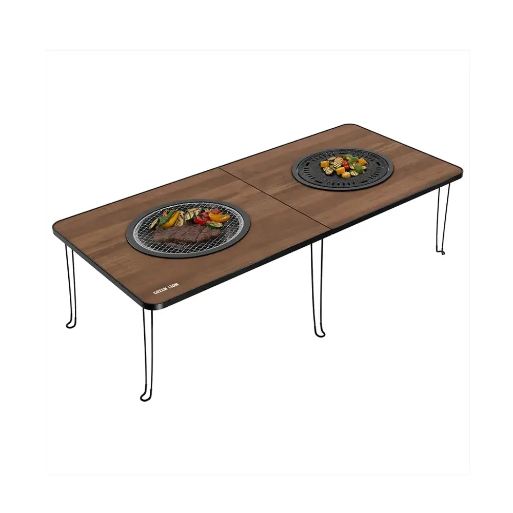 Green Lion Fold Grill Mate Camping BBQ Table - Wood