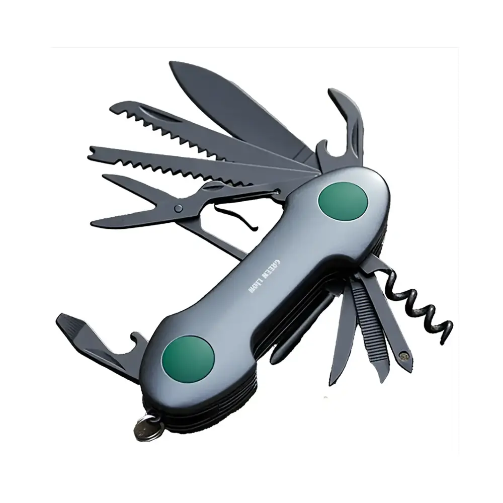 [GN14N1MTOLBK] Green Lion 14-In-1 Multi Tool Key Chain Knife - Black