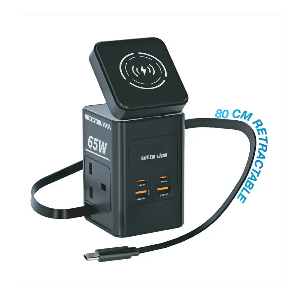 Green Lion GaN 65W Multi Port Travel Adapter - Black 