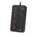 Porodo Blue 4 AC Power Socket With X4 USB-C X2 USBA Port UK (3m wire) - Black