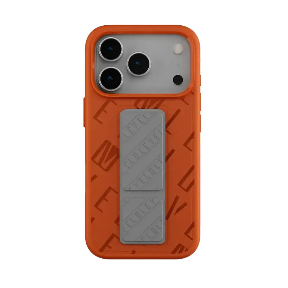 [LVLMRPVLO17PMSST] Levelo Morphix Vallo Faux Leather Gripstand Case for iPhone 17 Pro Max - Sunrise Storm