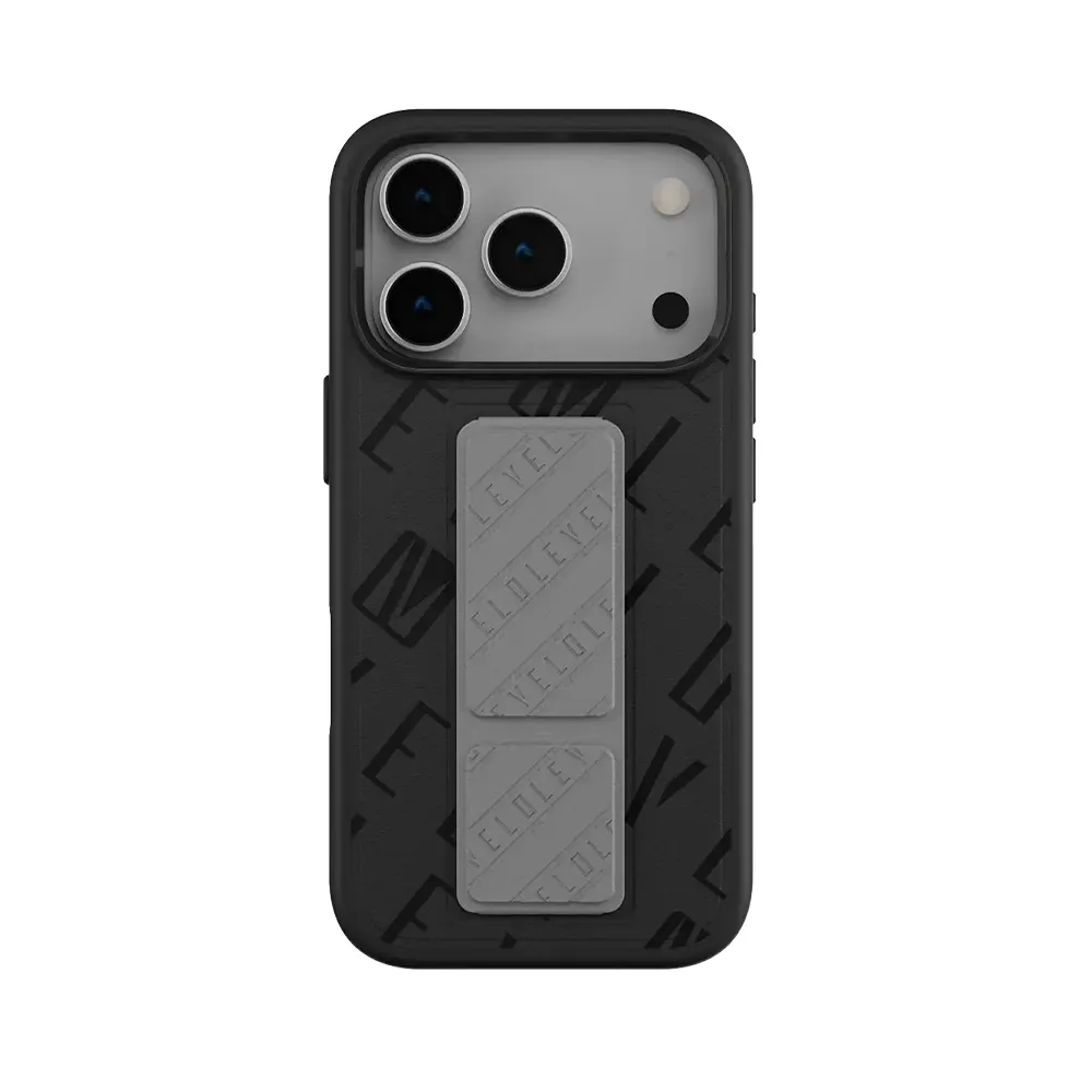 [LVLMRPVLO17PMCHST] Levelo Morphix Vallo PU Leather Grip Case For iPhone 17 Pro Max - Charcoal Storm