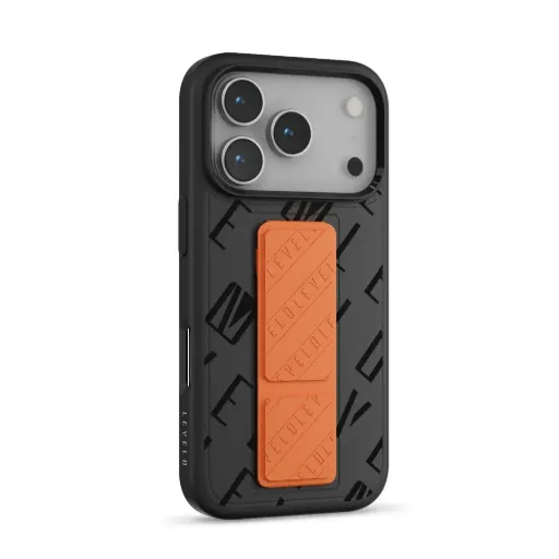 [LVLMRPVLO17PMOXFL] Levelo Morphix Vallo PU Leather Grip Case For iPhone 17 Pro Max - Onyx Flame