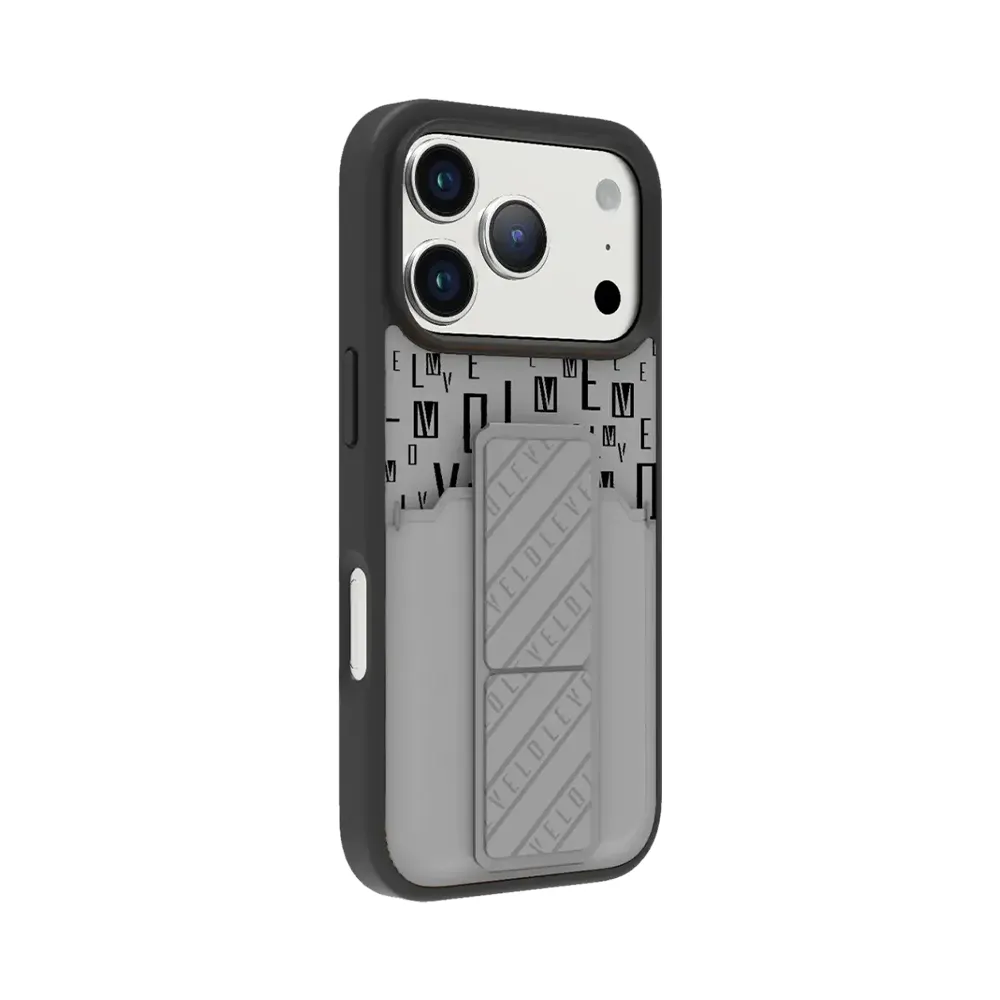 [LVLMRPGCIP17PMCGY] Levelo Morphix Gripstand Case With Cardholder For iPhone 17 Pro Maх Cloud Grey