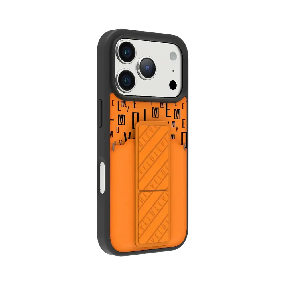 [LVLMRPGCIP17PMSORG] Levelo Morphix Gripstand Case With Cardholder For iPhone 17 Pro Max - Sunrise Orange