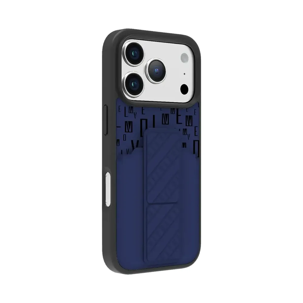 Levelo Morphix Gripstand Case With Cardholder For iPhone 17 Pro Max - Midnight Blue