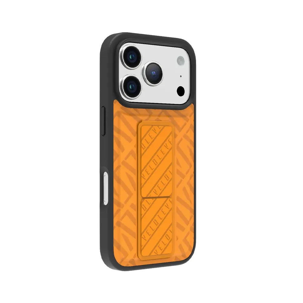 [LVLMRPCGCIP17PMSORG] Levelo Morphix Cuero Gripstand Case For iPhone 17 Pro Max - Sunrise Orange