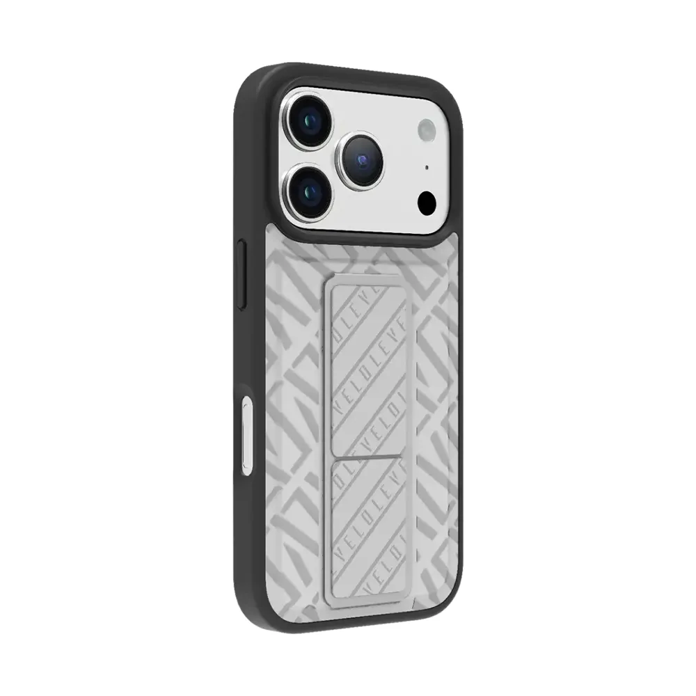 [LVLMRPCGCIP17PMSLST] Levelo Morphix Cuero Gripstand Case For iPhone 17 Pro Max - Silverstone