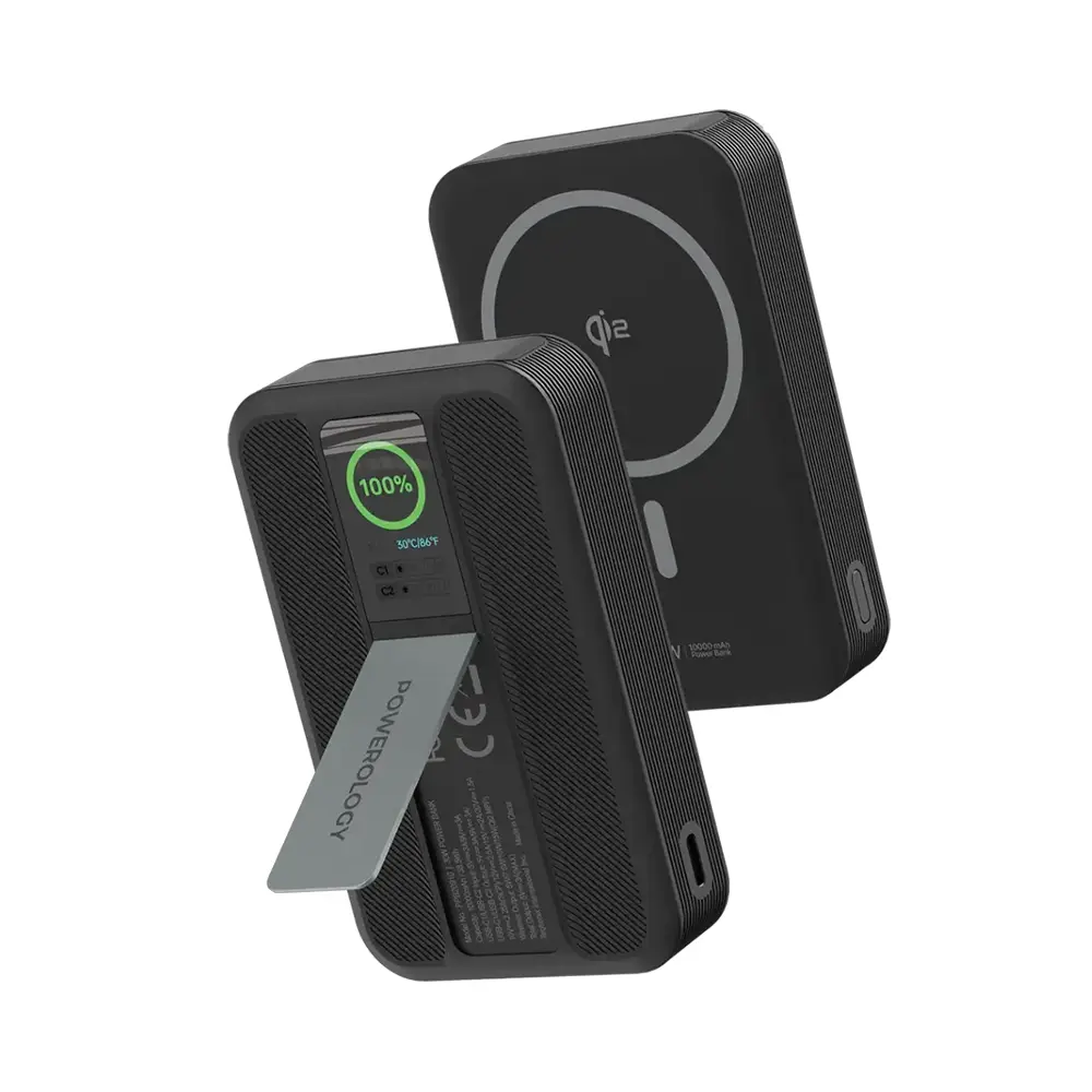 [PPB20910BK] Powerology Vision - Qi2 10,000mAh 30W MagSafe Power Bank with TFT Screen (Black)
