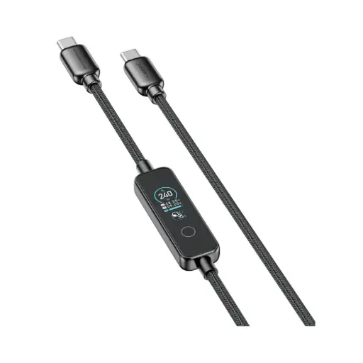 [PCABCM0121BK] Powerology TFT Chargelink 240W USB-C Cable with TFT Display - Black 