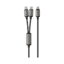 Powerology Zinco Series 2-In-1 Dual USB-C Cable - Dark Gray 