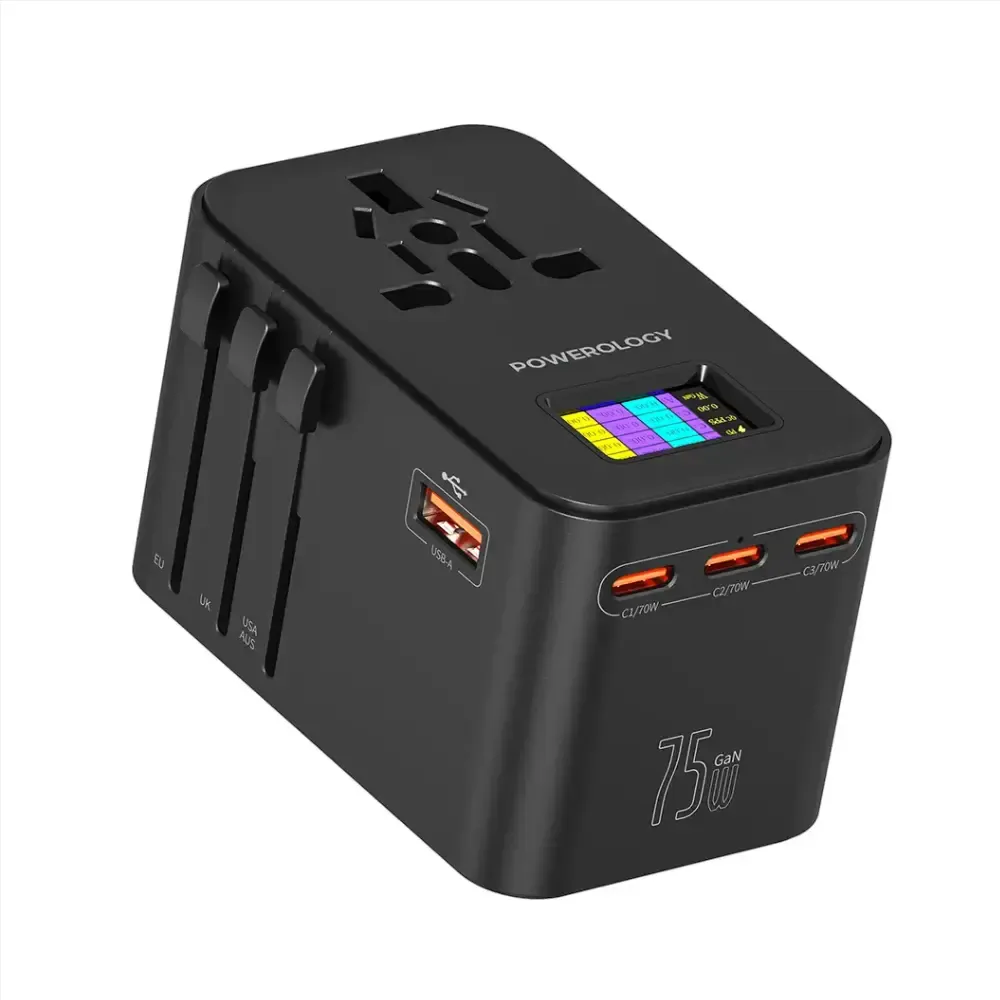 Powerology GaN 75W Universal Travel Charger 