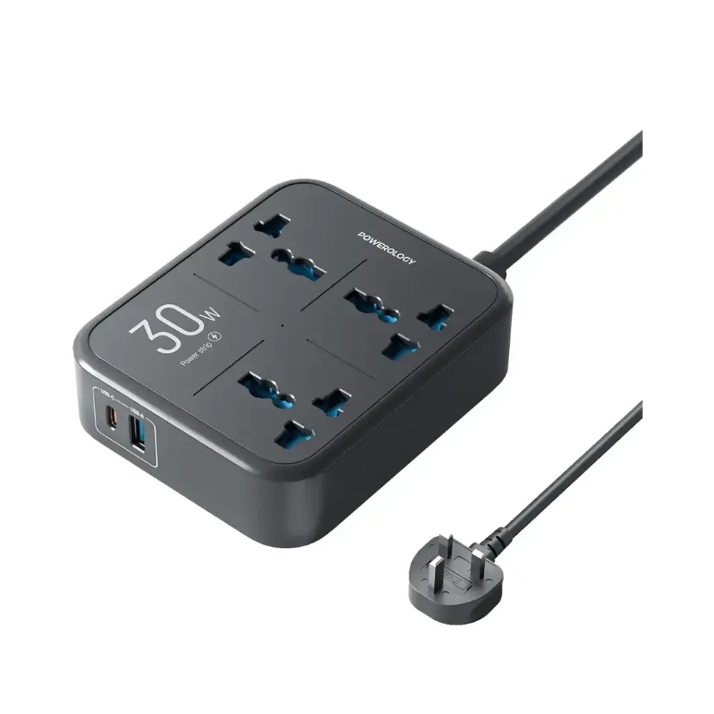 [PWCUQC037] Powerology Power Strip 3250W 3AC - 1 USB-A  - 1 USB-C with 3m Cable
