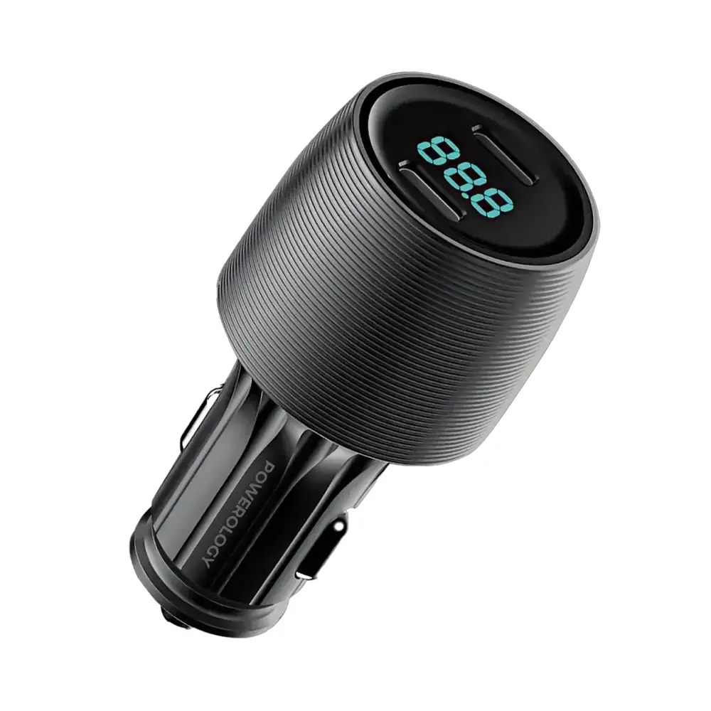 [PCCSR021BK] Powerology Velox 66W Dual-Port USB-C Car Charger - Black 
