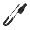 Powerology PD100W+QC18W+Type CCable 20W LED Dual Ports CarCharger With Coiled Cable-Black 