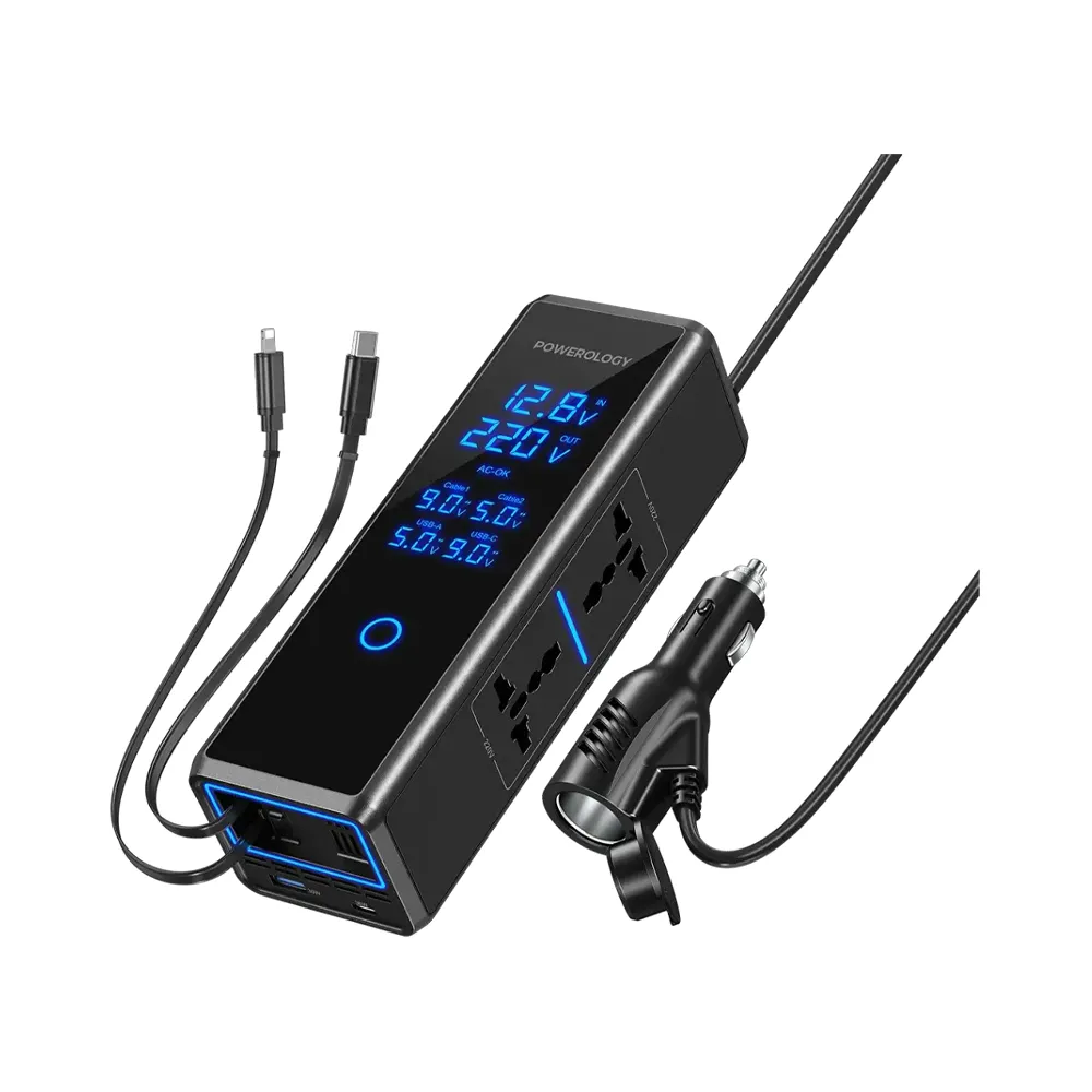 [PWCPI300WBK] Powerology 300W x2 AC Socket Car Power Inverter - Black 