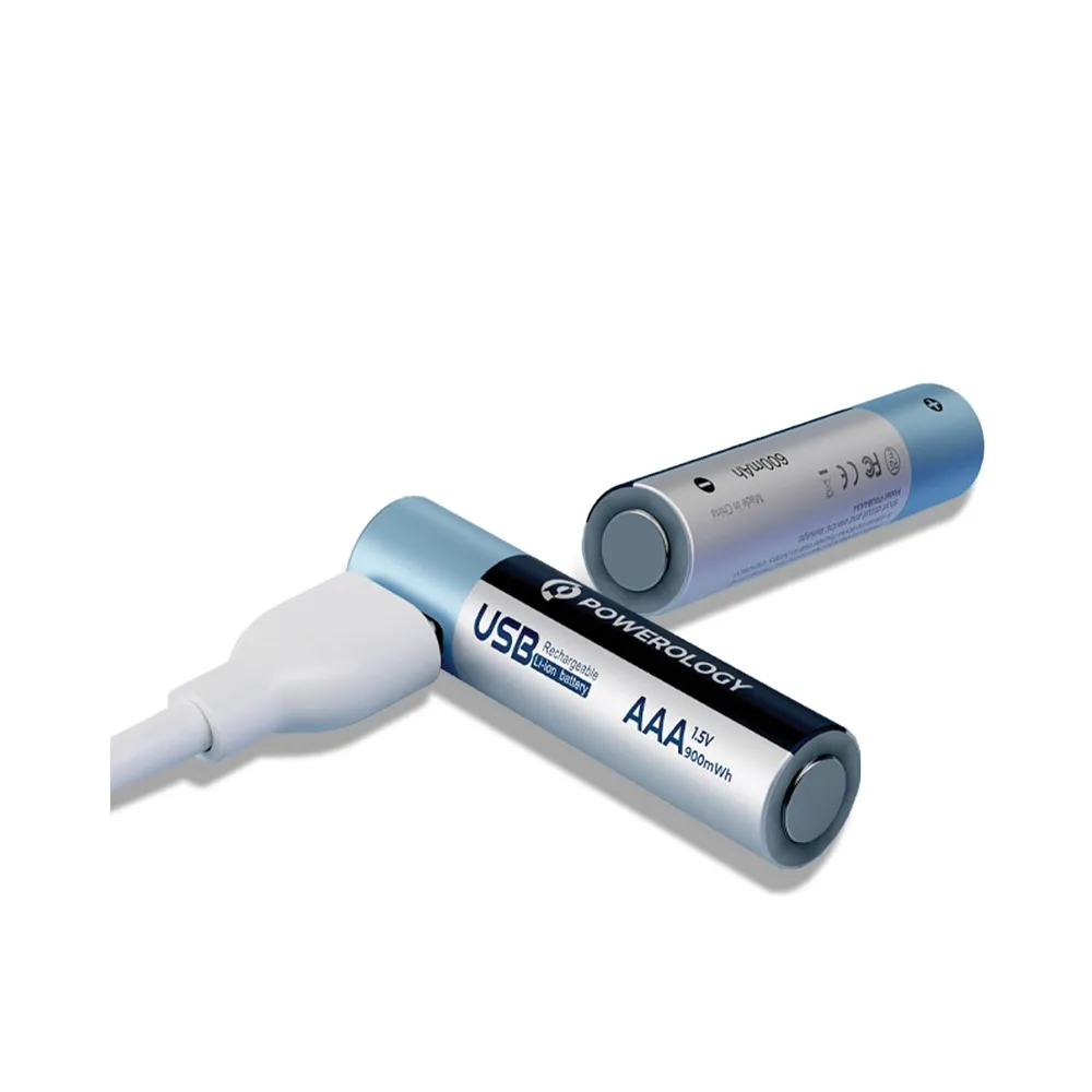 [PWAAA122] Powerology AAA 2-Pack USB-C Rechargeable - White/Blue 