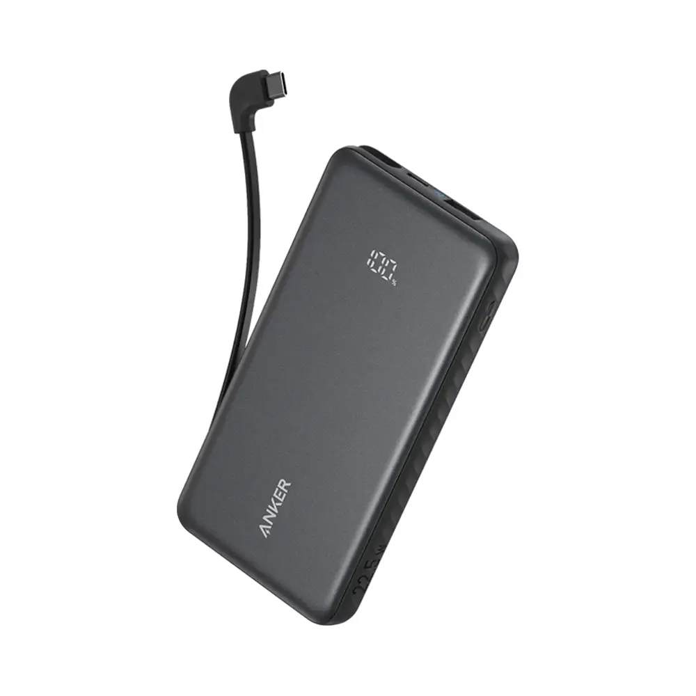 Anker 20K 22.5W Power Bank with Built-in USB-C Cable (Black) 