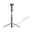 Porodo Selfie Stick 135cm Extendable with Detachable Light 4 Leg Tripod - Black 