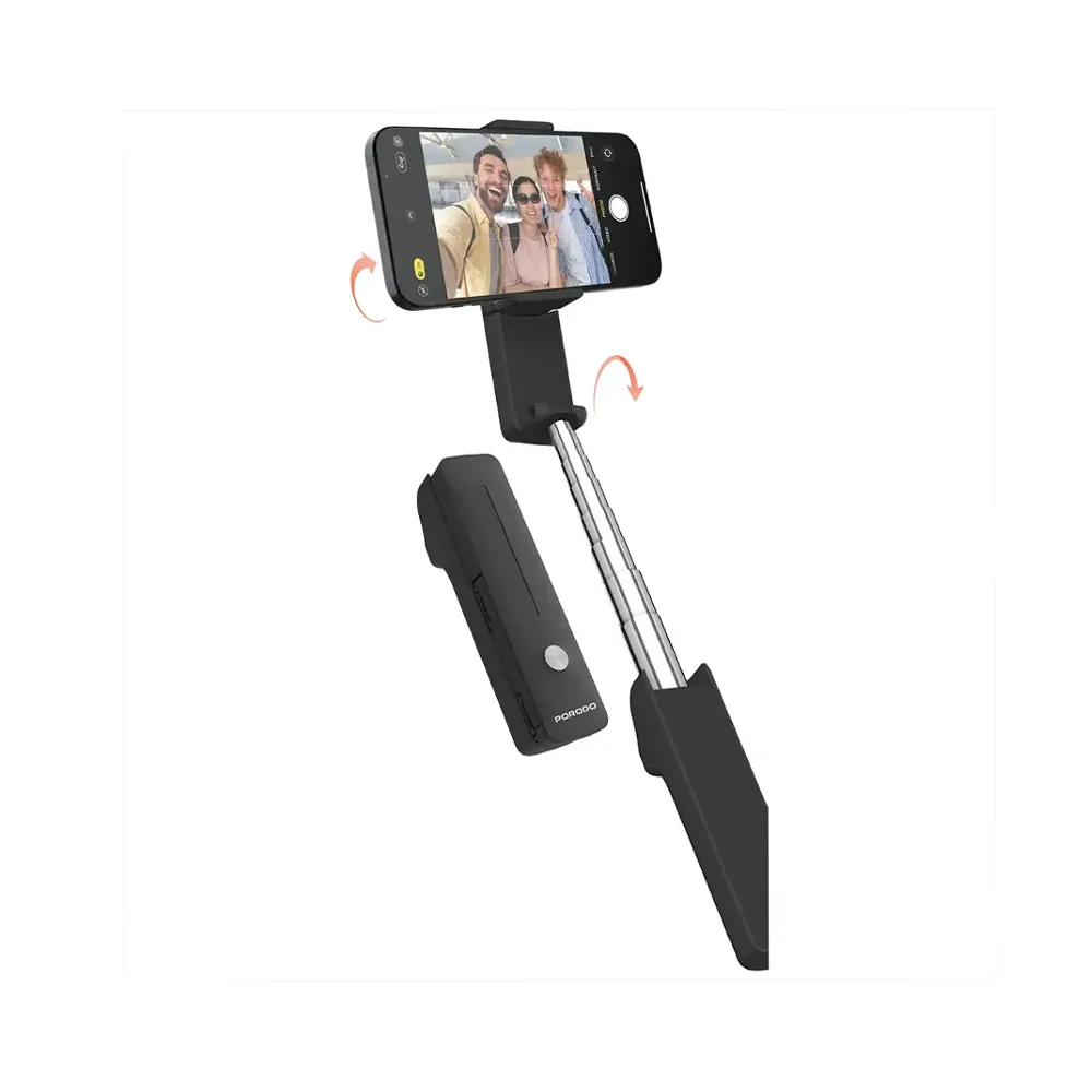 Porodo Lifestyle Ultra-Compact Bluetooth Selfie Stick - Black