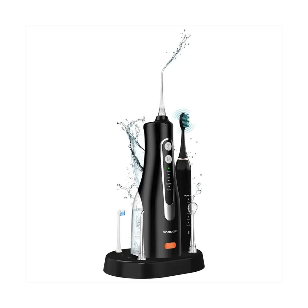 [PDLSTC2254] Porodo Lifestyle Ultimate Oral Care Duo Electric Toothbrush & Water Flosser Combo - Black 