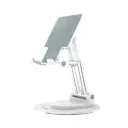 Porodo Foldable Phone & Tablet Desk Stand with Adjustable Telescopic Rod - White 