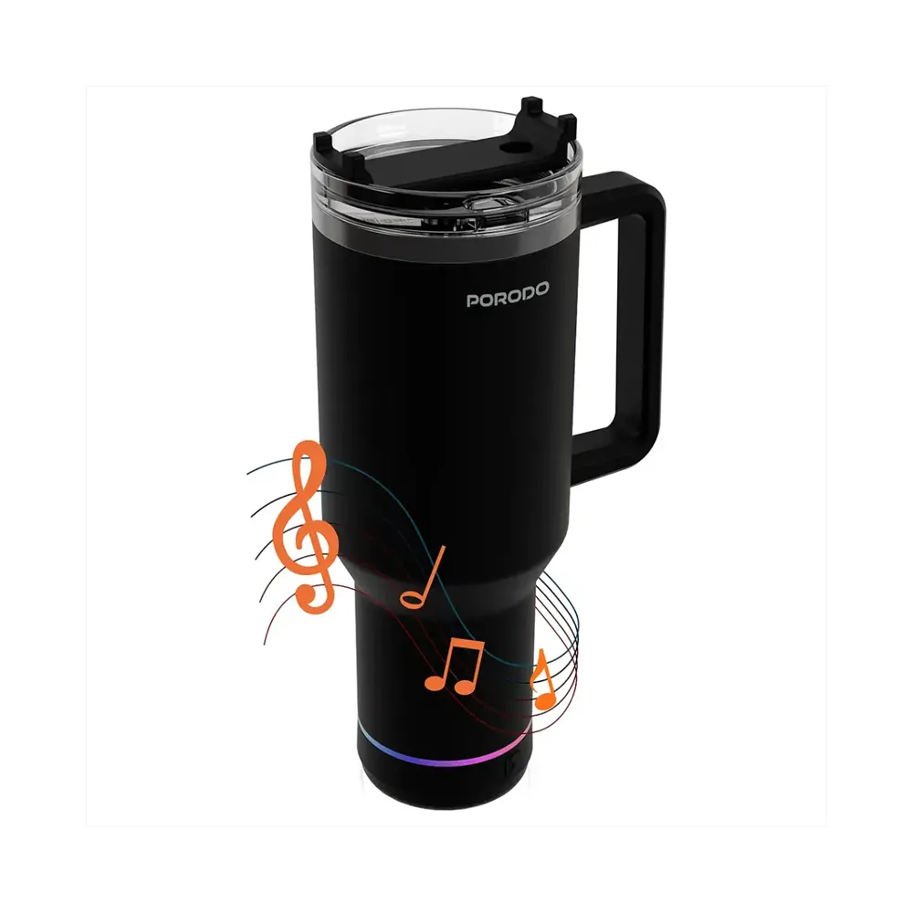 [PDLFSTBTBK] Porodo Lifestyle HydroTunes Bluetooth Speaker Tumbler (Black)
