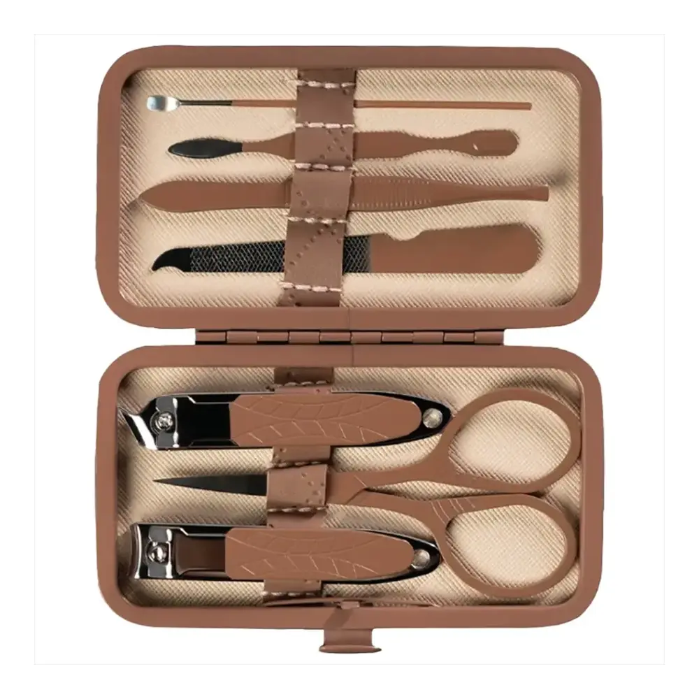 [GN7PCMNCRBR] Green Lion 7 Piece Manicure set - Kakhi 