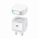 USAMS US-CC204 XMF Series PD 35W Dual Output GaN Fast Charger with Type-C Magnetic Retractable Cable Module, UK Plug - White