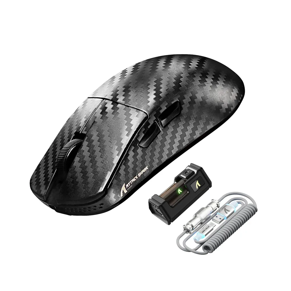 ATTACK SHARK R11 ULTRA Carbon Fiber Wireless 8K PAW3950MAX Gaming Mouse (Ink Blade)