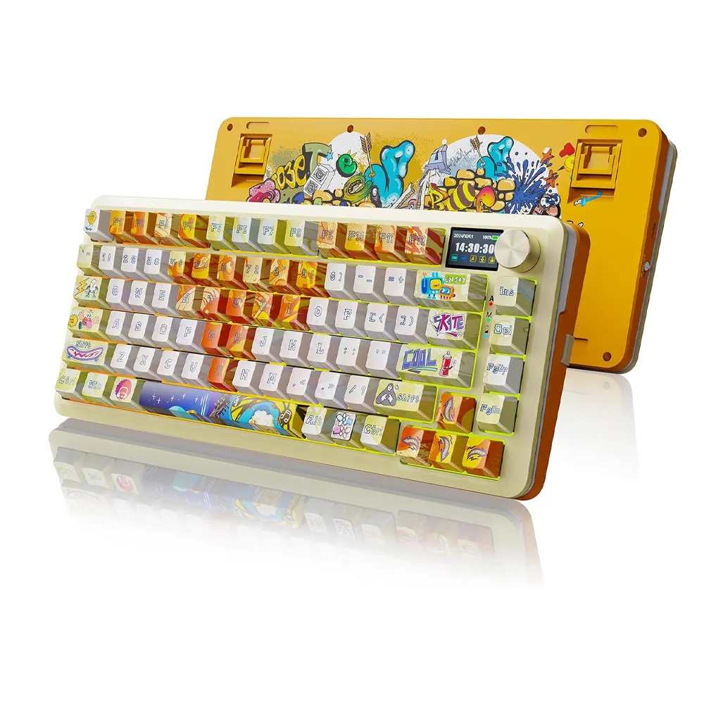 [K708GF-RGB-PRO] Redragon FLEKACT Pro Art with LCD Screen Gasket Mounted Wireless Gaming Keyboard