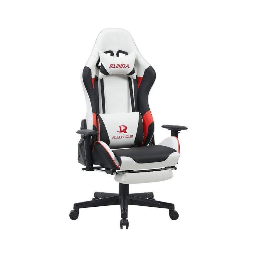 RUNDA 6021 Gaming Chair - White + Red + Black