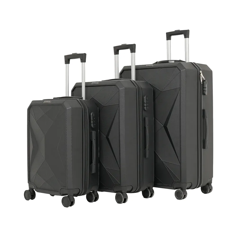 Levelo Romeo ABS Set of 3 Travel Luggage 20"/24"/28" - Black