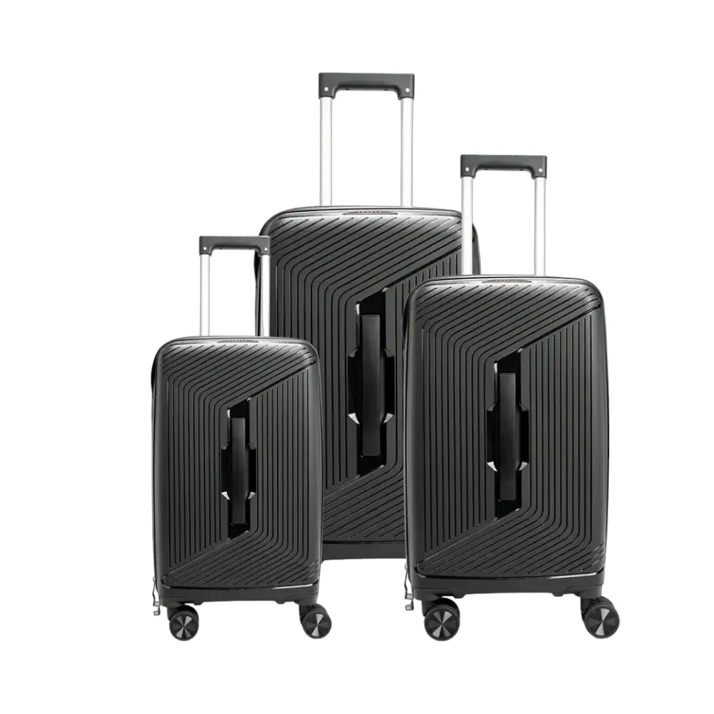 Levelo Tenax PP Unbreakable Set Of 3 Travel Luggage 21"/25"/29" - Black