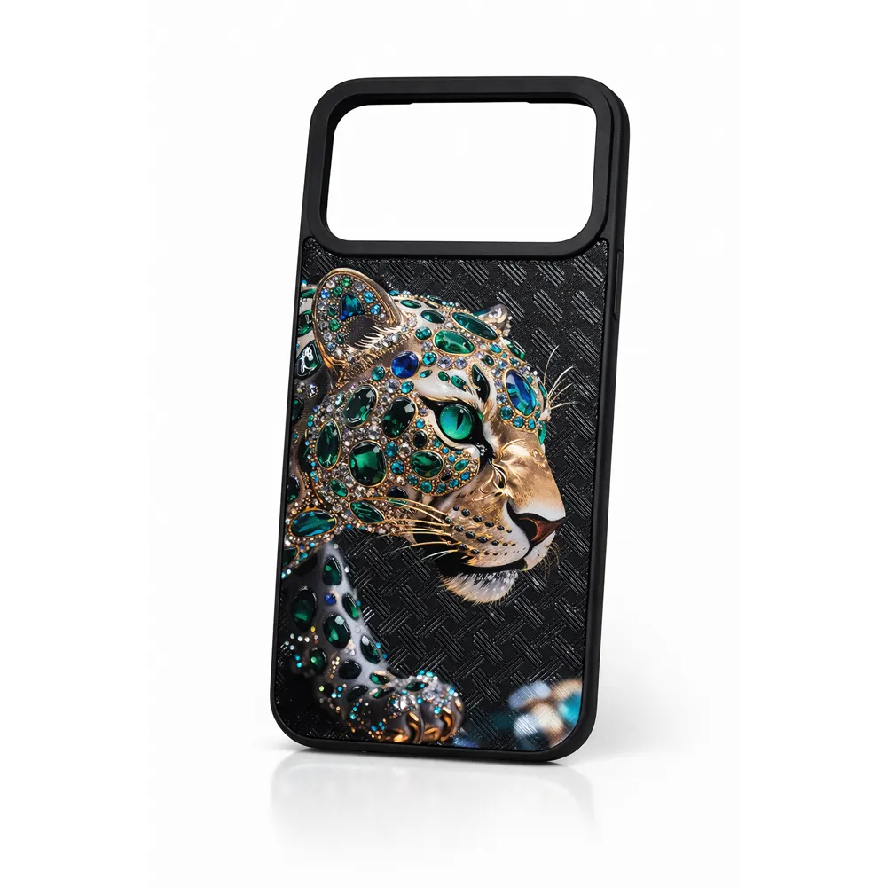iPhone 17 Pro Max case, leopard design (Black)