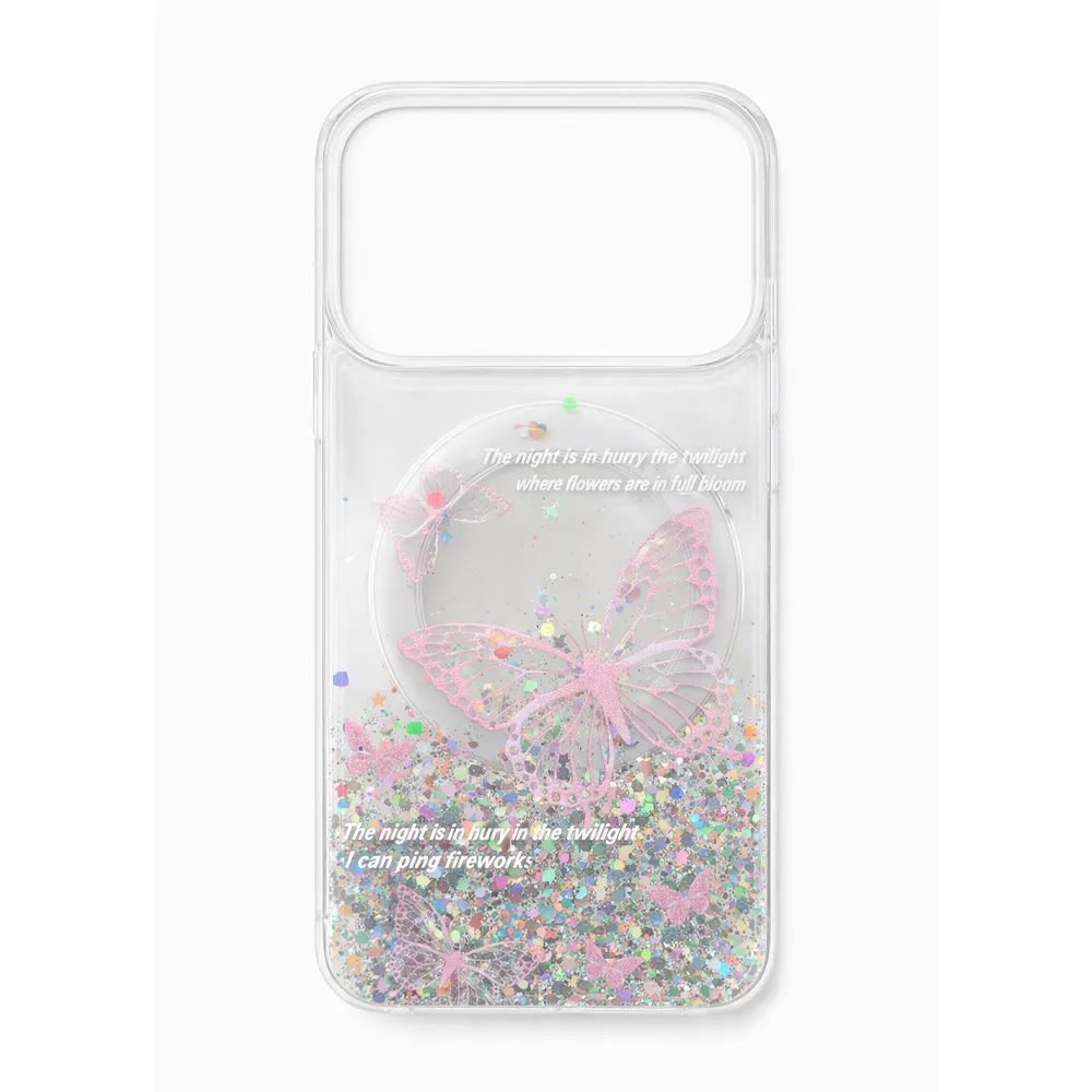 Glitter Butterfly Magsafe Protective Case for iP 17 Pro Max