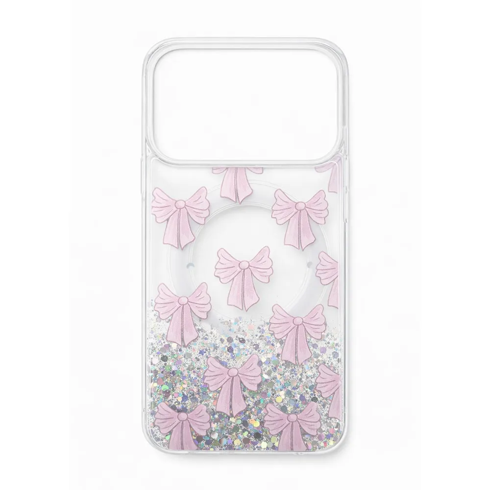 GoldLiwin Glitter Bow Fyonka Magsafe Protective Case for iP 17 Pro Max