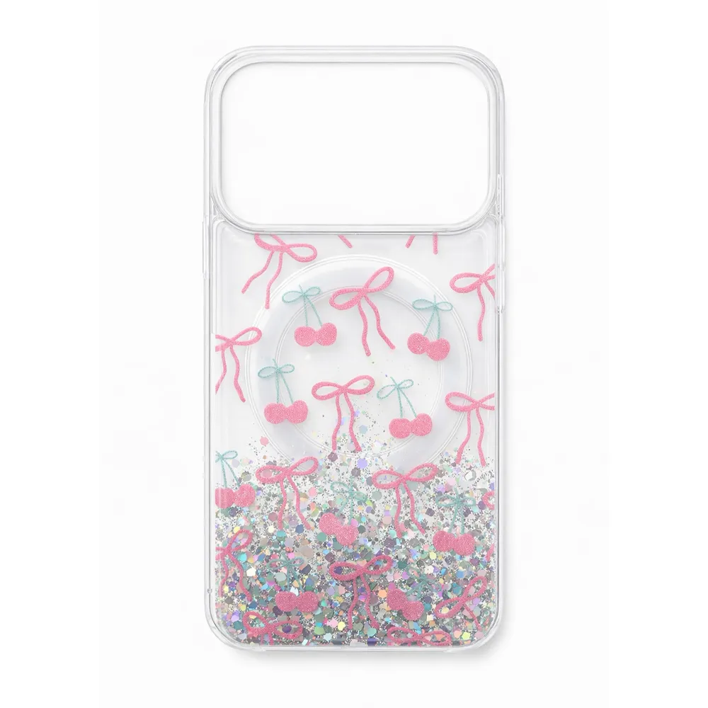 Fyonka with Cherry Glitter Magsafe Protective Case for iP17 Pro Max