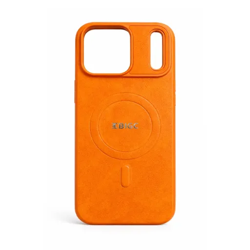 BIGC Leather Texture Magnetic Case - iPhone 17 Pro Max (Orange)