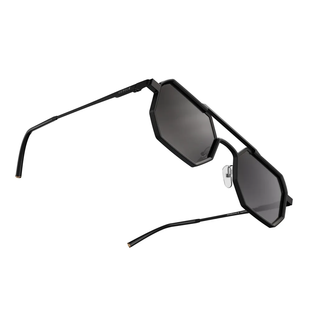 Levelo Floro Octagon-Shaped Metal Frame & UV400 Lens Sunglasses with Pouch