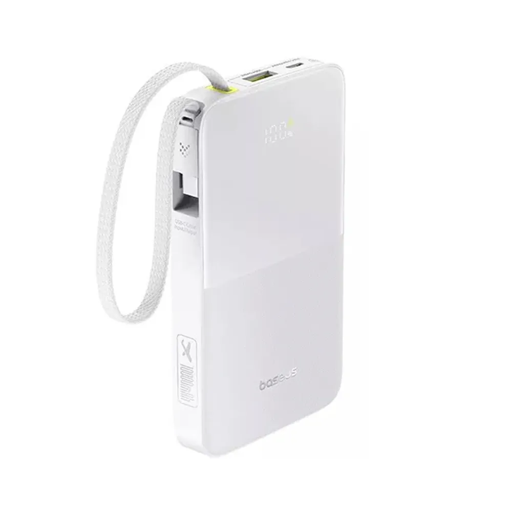 [E0027601] Baseus EnerFill FC51 Bipow2 Pro Power Bank 10000mAh 22.5W White (Built-in Cable)