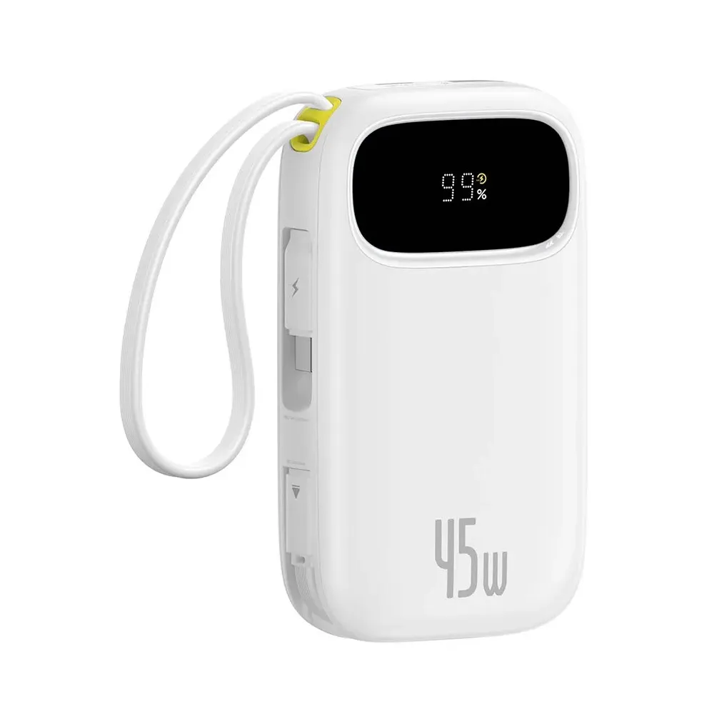 [P10082102213-00] Baseus EnerFill FC31 Power Bank 10000mAh 45W White 2 Built-in Cables