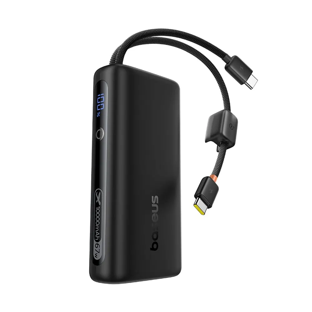 Baseus EnerFill FC41 Digital Display Power Bank with Dual Built-in USB-C Cables 10000mAh 67W Cosmic Black