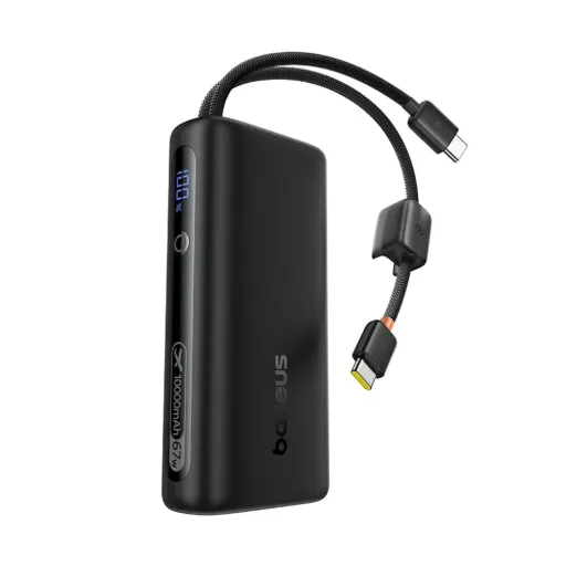 [E0028P00] Baseus EnerFill FC41 Digital Display Power Bank with Dual Built-in USB-C Cables 10000mAh 67W Cosmic Black