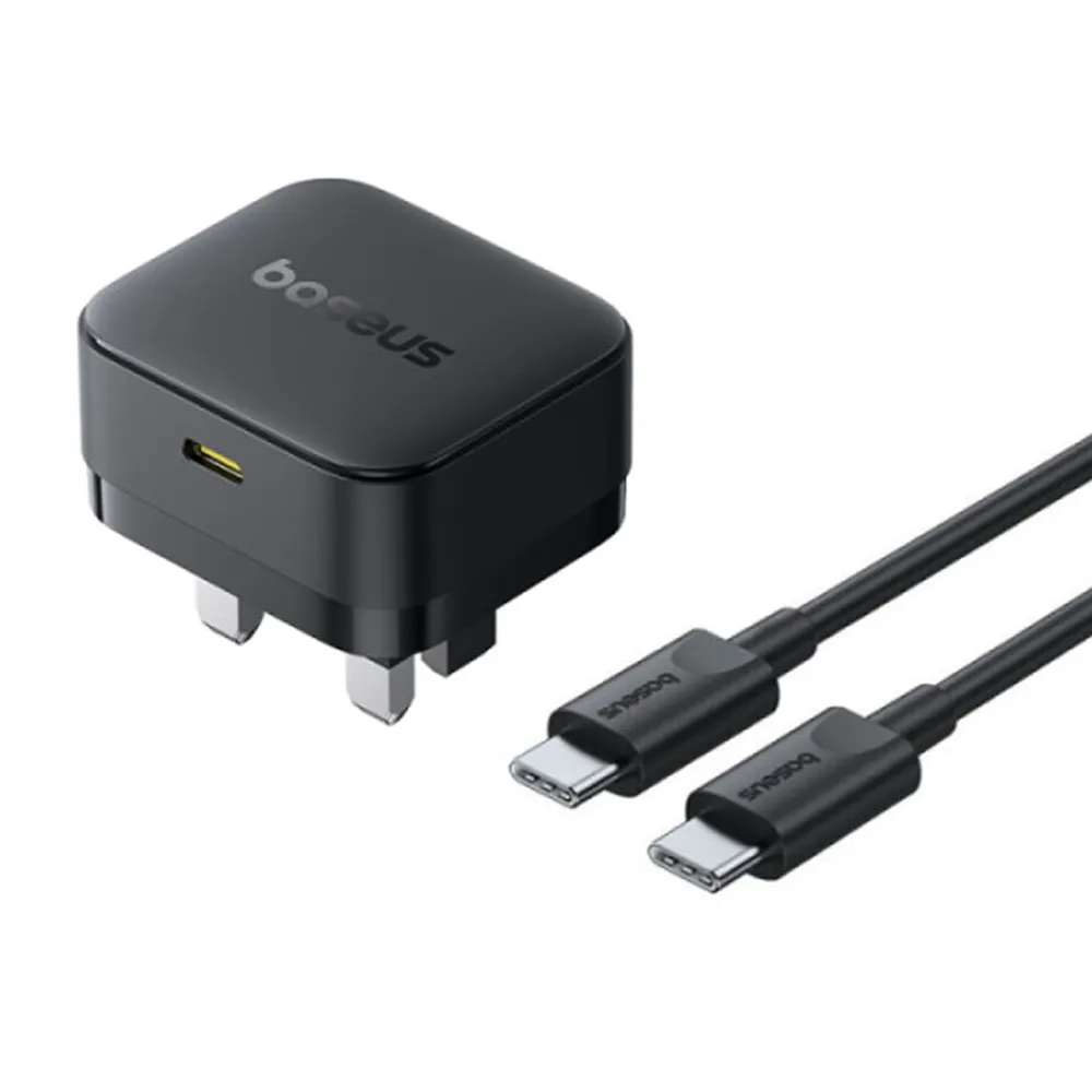 Baseus Palm Charger 1C 30W UK Black (With Cable ‏C→C 60‏W 1‏m ‏Black)