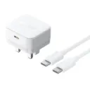 Baseus Palm Charger 1C 30W UK White (With Cable‏ C→C 60‏W 1‏m‏ White)